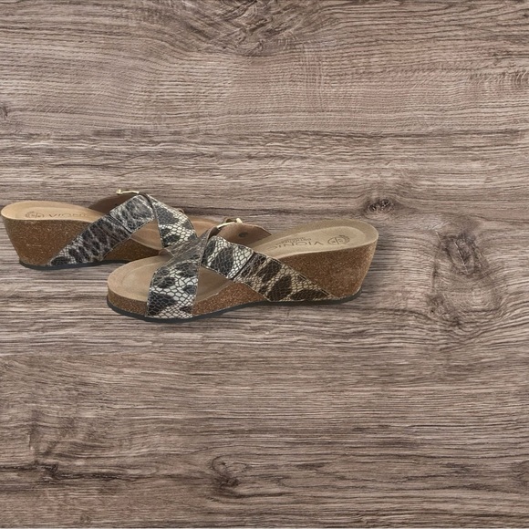 Vionic Women's Danette Snakeskin Cork Wedge Orthaheel Sandals - Picture 4 of 5